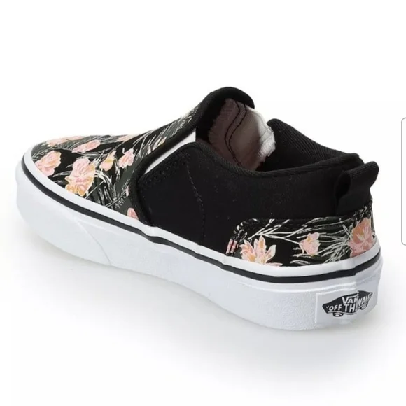 Vans Kids Floral Slip-On Shoes - Black and Pink - Picture 4 of 9